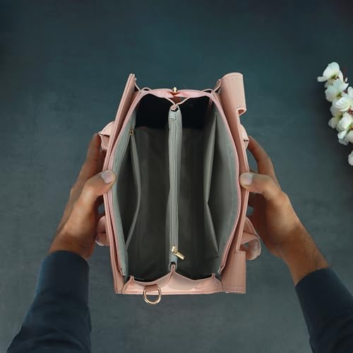 Image of NFI essentials Satchel Bags Ladies Purse Handbag Premium Women Shoulder Travel Bag for Work Gifts for Wife /Mother /Sister Stylish Office College Party Bag