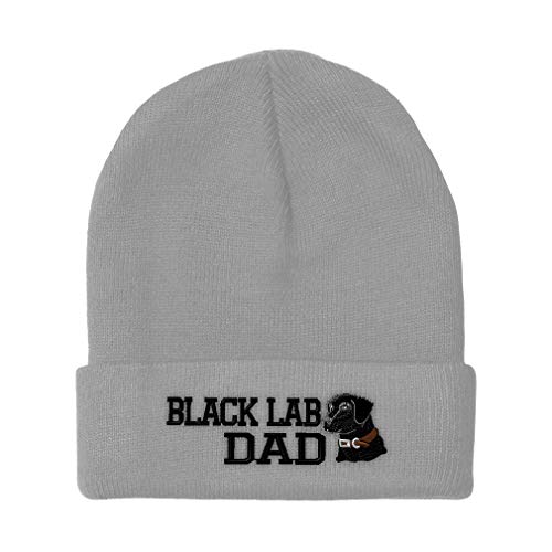 Speedy Pros Beanies for Men Black Lab Dad Embroidery Dogs Dog Winter Hats for Women Acrylic Skull Cap 1 Size Light Grey Design Only
