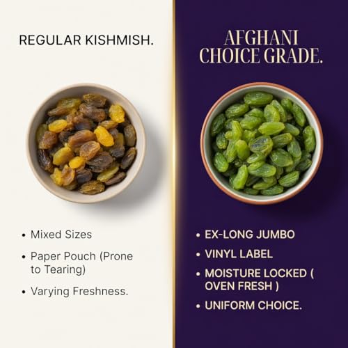 Image of Cooper&Avis Premium Afghani Raisins, 500g | Authentic Kandhari Choice Long Green Kishmish | Jumbo Size, Sun-Dried & Seedless