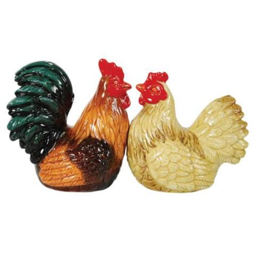 Westland Giftware Mwah Magnetic Rooster and Hen Salt and Pepper Shaker Set, 3-1/2-Inch