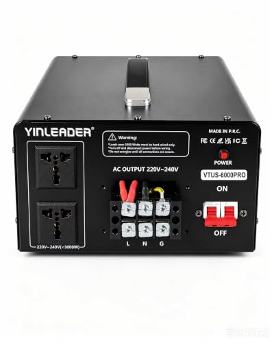 Image of Yinleader 6000W PRO Step Up Transformer, Hardwire Connection Only AC 110-120V to 220-240V High Capacity Voltage Converter, Circuit Breaker Safe Protection for EV Charging(excludes Cable)
