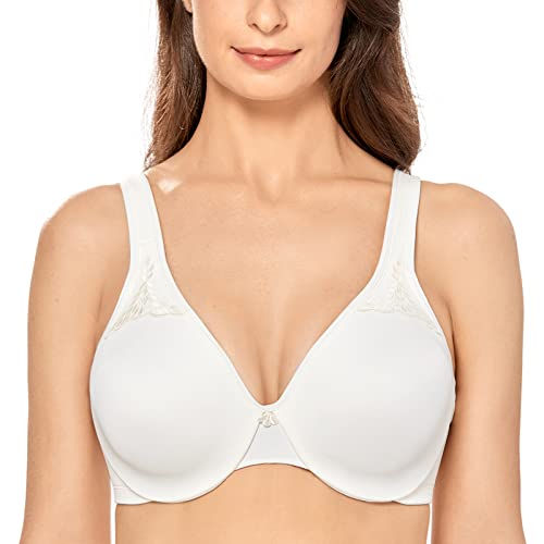 Delimira Women's Minimizer Bra Plus Size Underwire Smooth Full Coverage Seamless Bras Ivory 42C #TOP10
