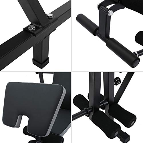 Voberry Adjustable Weight Bench, Multifunctional Workout Station Adjustable Olympic Workout Bench with Squat Rack, Leg Extension, Preacher Curl, and Weight Storage, 750-Pound Capacity (Black)