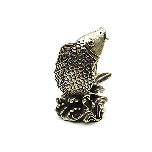 Sculpture en laiton Fengshii figurine de poisson cuivré pour cadeau rétro