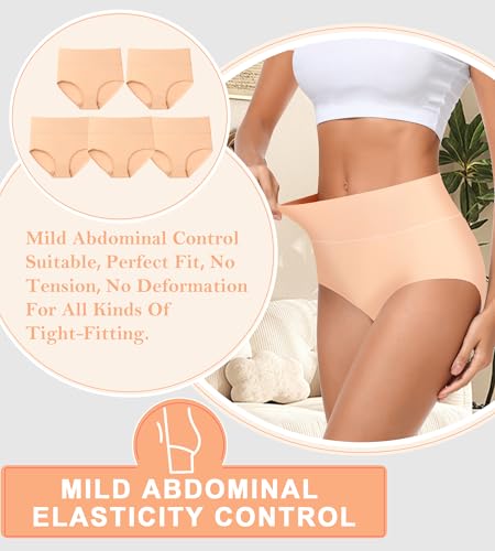 Image of MISSWHO Cotton High Waisted Women Underwear Soft Briefs Full Coverage Comfy Ladies Panties (Regular & Plus Size)