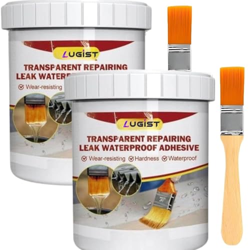 Image of 600gm Transparent Waterproofing Glue with Brush for Roof Leakage, Crack Seal Water Leakage Solution Indoor Outdoor, Waterproof Adhesive Sealant for Bathroom Pipe Wall Tile Window (600 GM)