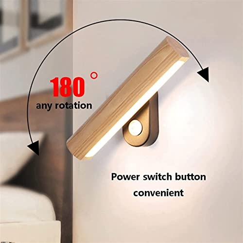 Lámpara de pared de madera rotativa LED de estilo moderno con interruptor 5