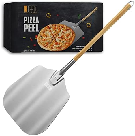 Cieso Pizza Peel - 12 x 14 Inch Aluminium Blade with Detachable 15.5 Inch Wood Handle - Pizza Peel 12 inch for Home and Commercial Use - eBook Included
