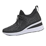 Zapatillas Mujer, Horma Ancha Negras Entrenamiento Trainers Correr Senderismo Sneakers Zapatillas Running Mujer, Antideslizantes Trekking Elegantes Bambas Deporte Zapatos Negro 37