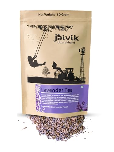 Image of Jaivik Uttarakhand - Lavender Flowers Buds Tea (50 g), Sun Dried Flowers, Lavandula Angustifolia, Blood Pressure, Pack of 1
