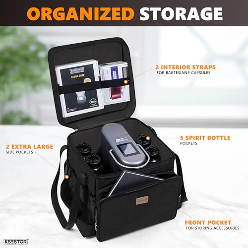 Ksestor Carrying Case for Bartesian Insulated Travel Carrier for Bartesian Cocktail Machine with Easy to Clean Lining - Pockets to Store Bartesian Capsules - Bartesian Accessories - Black - Thumbnail 2