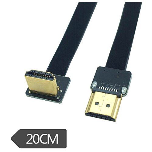 Kework Fpv Hdmi Cable, 20Cm Fpv Hdmi Slim Flat Cable, 90 Degree Upward Standard Hdmi Male Interface To Standard Hdmi Male Interface For Red Bmcc Fs7 C300 (Single Upward) #TOP2