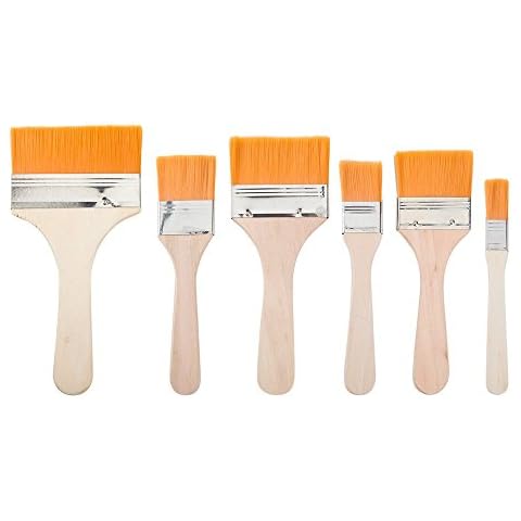 iLoveCos House Paint Brushes with Wooden Handle Wall Furniture Paint Tool Cleaning Brushes Set 6 Different Sizes Cover