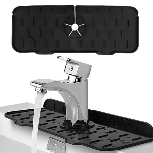 Lotbun Alfombrilla de Silicona para Grifo, Protector Salpicaduras Cocina, Alfombrilla Fregadero Cocina, Escurreplatos Silicona para Baño de Cocina, Bandeja Antigoteo