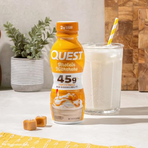 Image of Quest Nutrition Salted Caramel Flavored High Protein Shake, 45g Protein, 2g Sugar, 2g Net Carbs, Ready to Drink, Gluten Free, 12 Count