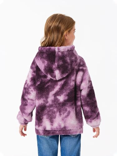 Image of Makkrom Boys Girls Sherpa Fleece Hoodies Pullover Sweatshirts with Pockets | Fuzzy Soft, Cozy Warm, Kids Hoodie Outfits, Kangaroo Pocket, Solid, Tie-Dye, Casual, Loose, Toddler, little Kid, Big Kid