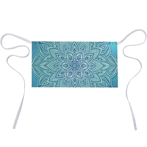 Tablier court imperméable bleu bohème avec 3 poches en tissu Oxford résistant pour la cuisine