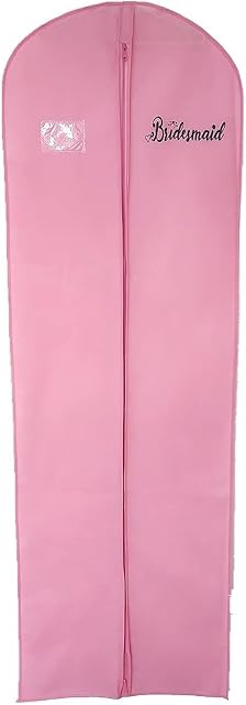 Pink Personalised Bridesmaid Dress Cover Bags - Long Breathable Garment Bags Covers - Full Length Travel Carrier Bags Covers Dust Moth Proof - 72" (183cm)