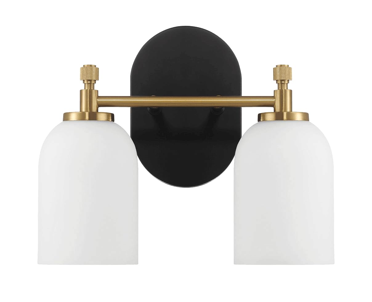 VDOQTLJT Elegant Traditional Two-Light Wall Sconce for Bathroom Stunning Frosted Glass Design for Enhanced Ambiance Ideal for Your Mirror 12.25" W x 10.125" H 5.5" E