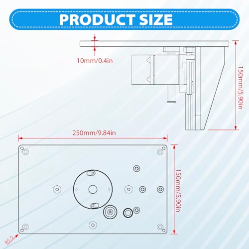 Oberfräsenhebetisch, Router Tisch Lift Kit, Trimmmaschine Lift Tisch, Router Lift Insert Plate Lifting with Fixed Base Kit, für Holzbearbeitung, für Kleine Trimmmaschinen