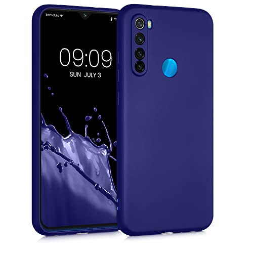 kwmobile Custodia Compatibile con Xiaomi Redmi Note 8 (2019/2021) Cover - Back Case Morbida - Protezione in Silicone TPU Effetto Metallizzato blu metallizzato