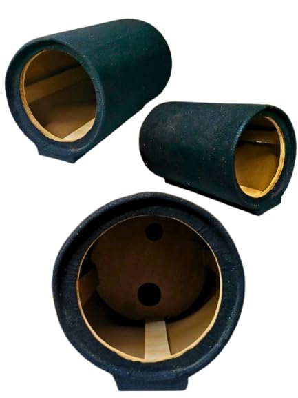 Image of 10-inch Empty Subwoofer Box, Wooden Cabinet Cylinder Shape with Airhole Pipe, 10-inch Black Subwoofer Box