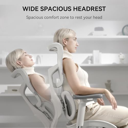 SIHOO Doro S100 Ergonomic Office Chair - with Dual Dynamic Lumbar Support, 5-Level Adjustable Backrest, 4D Coordinated Armrests, 135-degree Max. Recline Angle, Suitable for Home Office (S100 White)