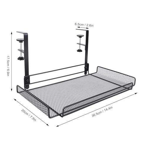 Bandeja porta cable para debajo del escritorio, organizador con abrazadera, cesta para almacenamiento, soporte para router, regleta y cables (Negro) miniatura 5