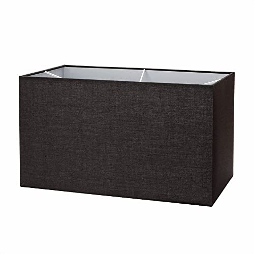 Lampenschirm Stoff, (40 x 22 x 24 cm), für Fassung E27 eckig, Ersatzschirm für Stehlampe, Tischlampe, rechteckig, Schwarz