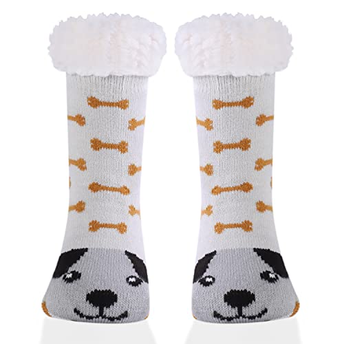 HEARYEBING Kids Slipper Socks Boys Girls Fuzzy Thick Warm Winter Socks Soft Cozy Fleece Lined Socks Indoor Socks