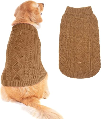 Image of BINGPET Dog Sweater for Medium Dogs, Turtleneck Knitted Clothes