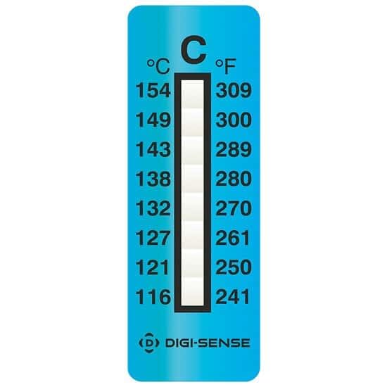 Digi-Sense Irreversible 8-Point Vertical Temperature Label, 240-310F/116-154C; 25/Pk