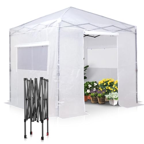 Image of EAGLE PEAK 8x8 Easy Setup Pop Up Greenhouse, Clear /White