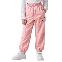 Keyck Cargohose Mädchen Wasserdicht Winddichte Cargo Hose Atmungsaktiv Mesh Futter Jogginghose Trekkinghose mit Elastischem Bund und Taschen Sporthose für Kinder 12-13 Jahre, Gr.152-158, Schwarz