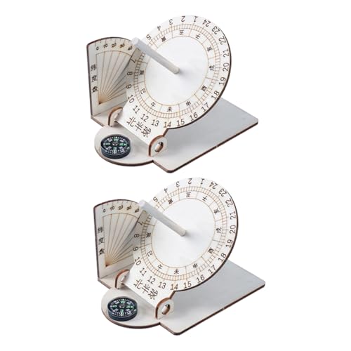 VICASKY 2Pcs Ancient Sundial Clock Models Equatorial Sundial Desktop Ornaments for Scientific Learning and DIY Projects Educational Students
