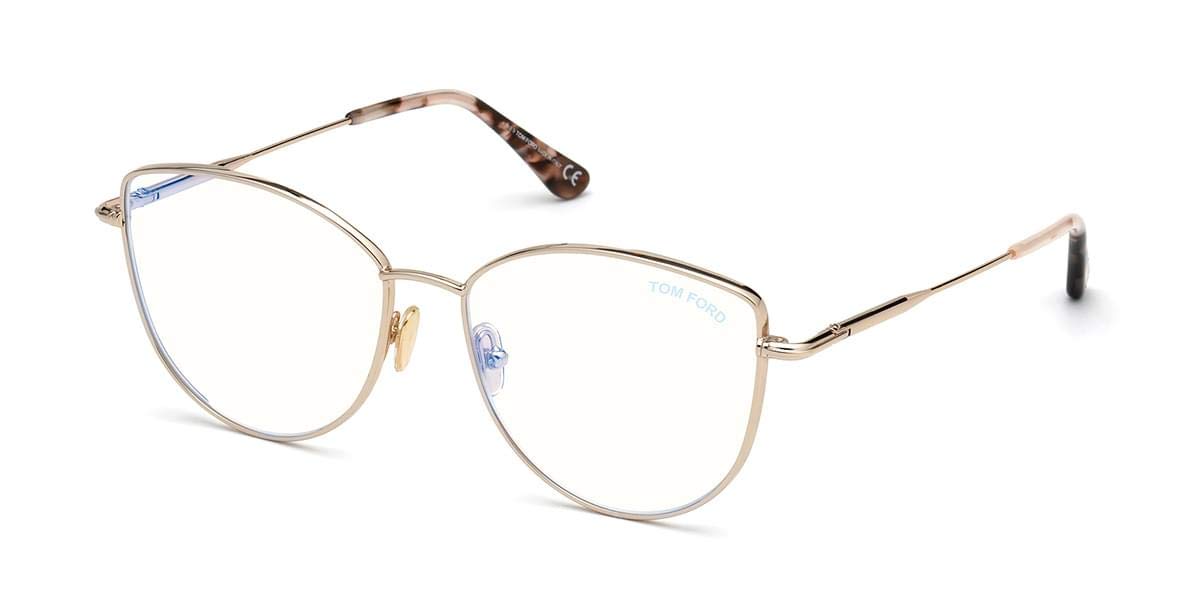 Eyeglasses Tom Ford FT 5667 -B 028 Shiny Rose Gold, Vintage Havana Tips/Blue Bl