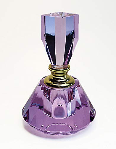Alice-Aliya Genuine Purple (Violet) Colored Crystal Perfume Refillable Empty Glass Bottle with Crystal stopper and rod.