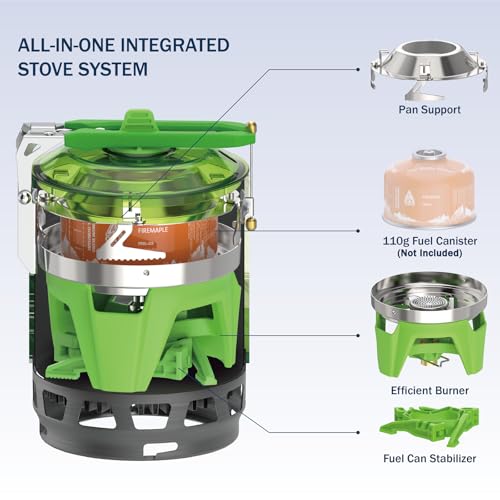 Image of Fire-Maple inchFixed Star 3 inch Personal Cooking System | Pot /Jet Burner Stove System with Electric Ignition | Ideal for Hiking, Camping, Backpacking, Fishing, Hunting Trips and Emergency Use, Green