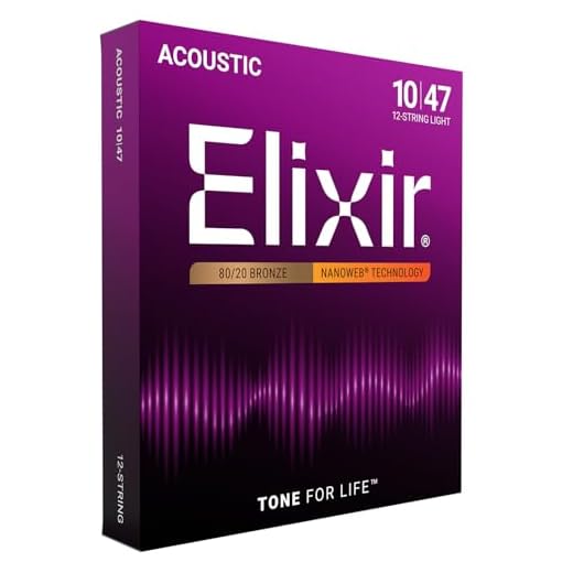Elixir Strings Acoustic Guitar Strings, 12-String, Light NANOWEB Coating
