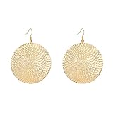 Anmpab Boho Large Disc Earrings for Women Vintage Geometric Hammered Round Circle Drop Dangle Earrings Statement Jewelry (Gold)