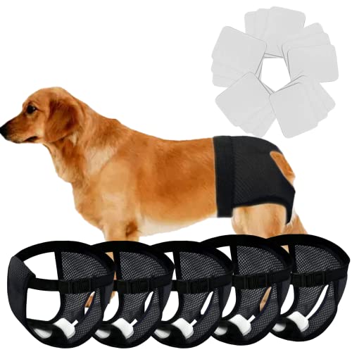 Image of Every Pet Reusable Diapers with 3 Replace Diaper,Breathable Mesh Washable Dogs Sanitary Pads,Menstruation Diapers Panties Adjustable Sanitary Briefs For Small Medium and Large Dogs(5PCS Black,Large)