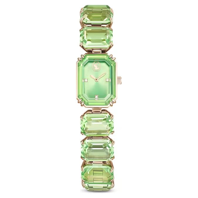Image of Swarovski Millenia Watch, Octagon Cut Bracelet, Green, Champagne Gold-Tone Finish
