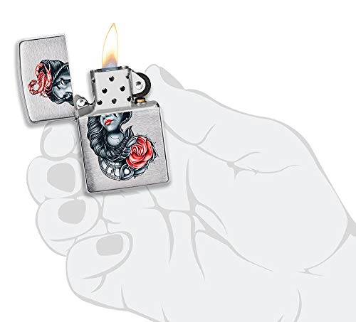 Encendedor de bolsillo Zippo diseño tatuaje estilo Day of the Dead miniatura 5