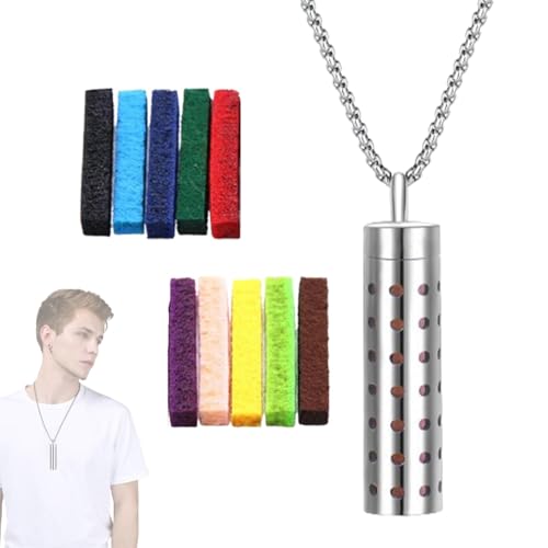 Dreuhuing Collar Perfumado,Collar De Aromaterapia - Collar de Aceite difusor de Fragancia de Acero,Collar con Botella de Perfume, Collar difusor para Mujer con 10 Almohadillas de Fieltro para una