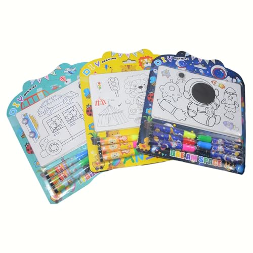 Image of Crackles Birthday Return Gifts For Kids Party - Coloring Stationery Sheets For Kids 3 4 5 6 7 Birthday Return Gifts For Girls, Boys - Coloring Drawing Painting stationery Kit - Mix Prints - Pack of 10