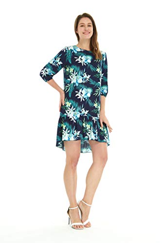 Image of Family Matching Hawaiian Clothes, Orchid Breeze Navy | Lightweight 100% rayon • Family matching outfits • Beach vacations • Luaus • Cruises • Family photos