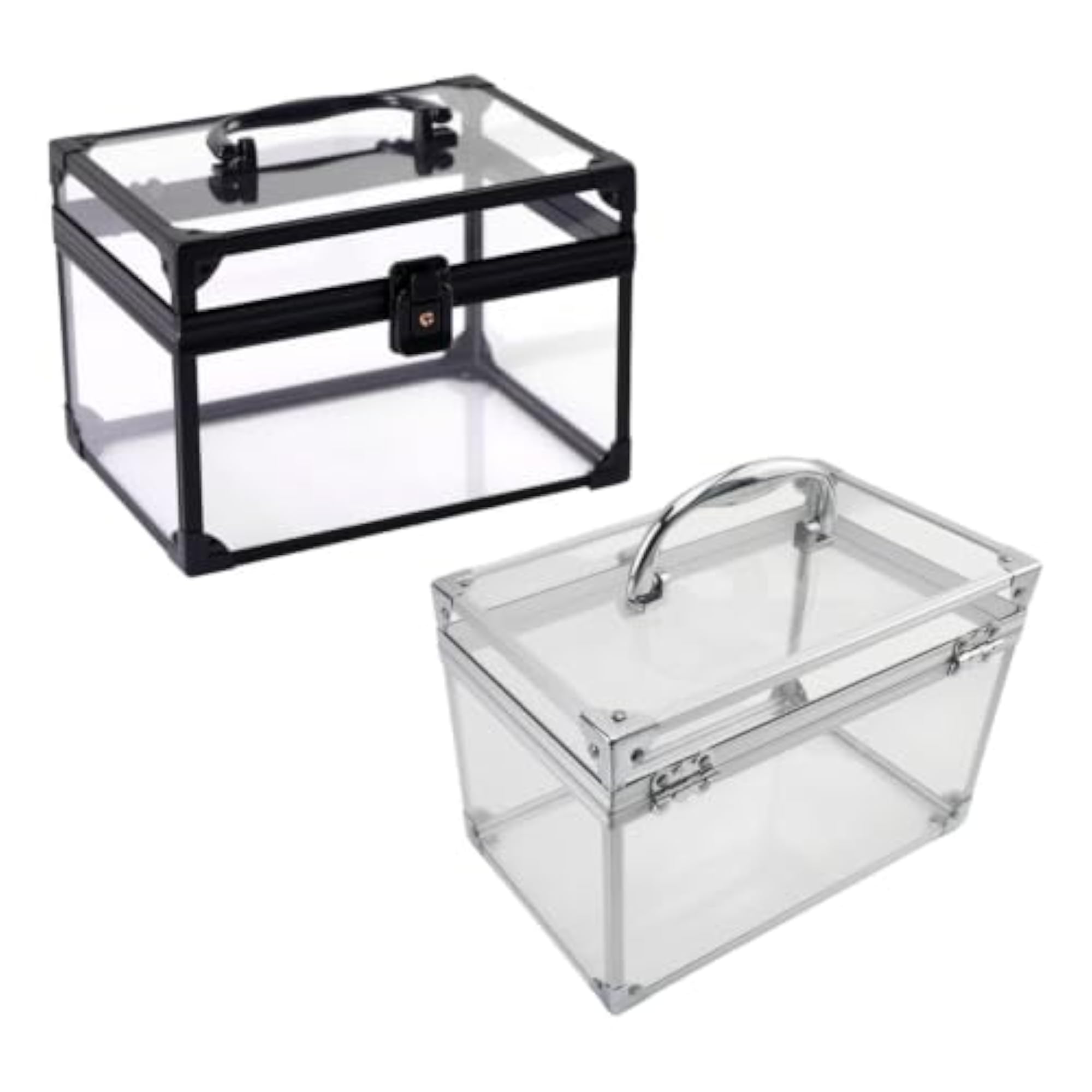 Acrylic Makeup Case Lightweight Toiletry Organizer for Counter Desktop Salon Black