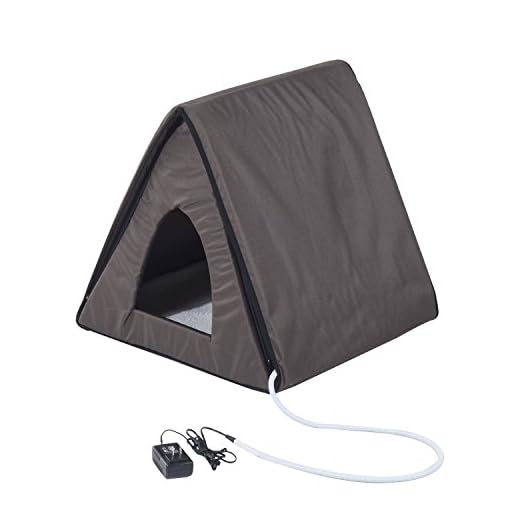 PawHut A-Frame Heated Pet Cat Shelter House With Zippered Water-resistant Roof Indoor