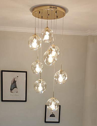 Lustre de luxe à boules de verre multiples avec hauteur modulable moderne