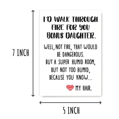 OystersPearl Gifts For Bonus Daughter From Mom I'd Walk Through Fire For You Bonus Daughter Card - Bonus Daughter Gifts For Her Graduation Gifts - Daughter Card2